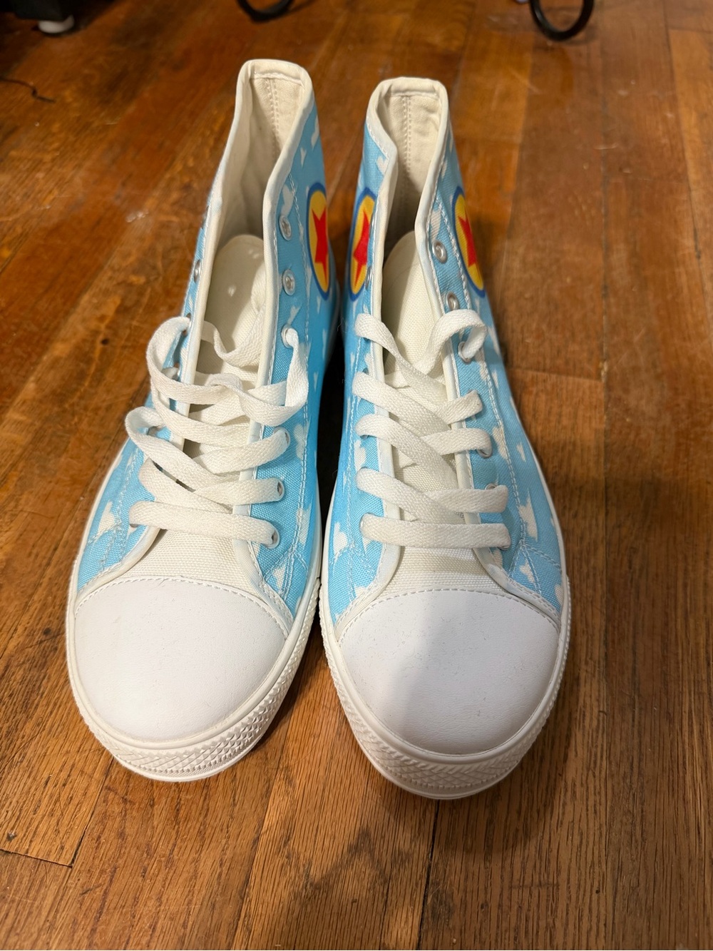 Women’s High-Top Canvas Sneakers in Light Blue with Star Accent